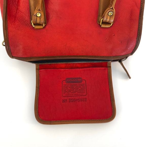 Coach Vintage Madison Satchel Handbag Doctor's Bag Red/Brown USA Made - Picture 9 of 13